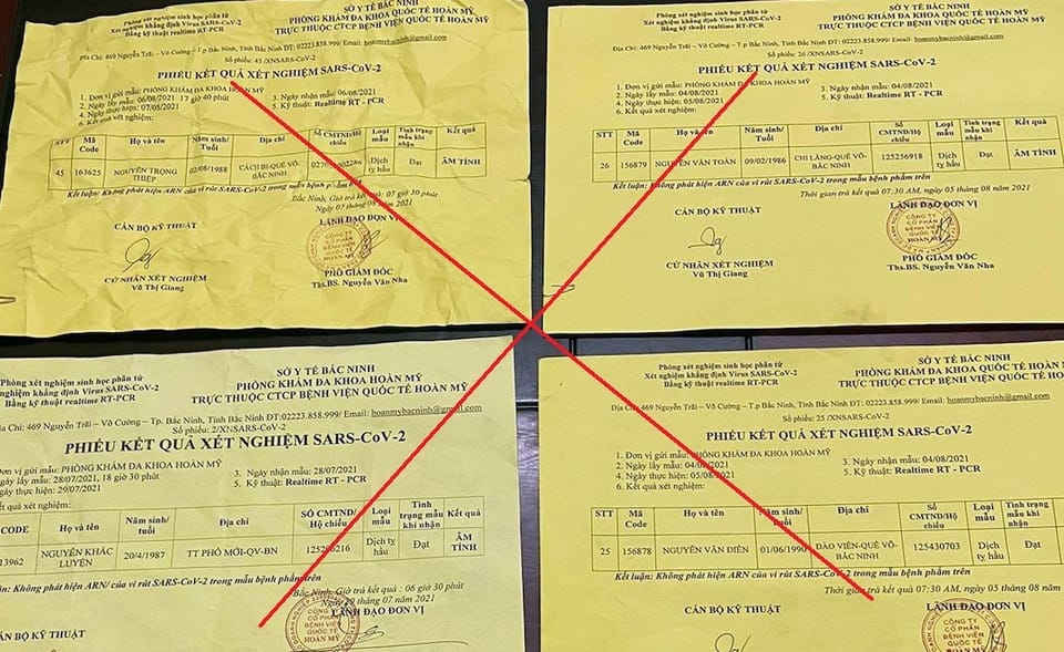 Bán phiếu xét nghiệm PCR giả cho tài xế